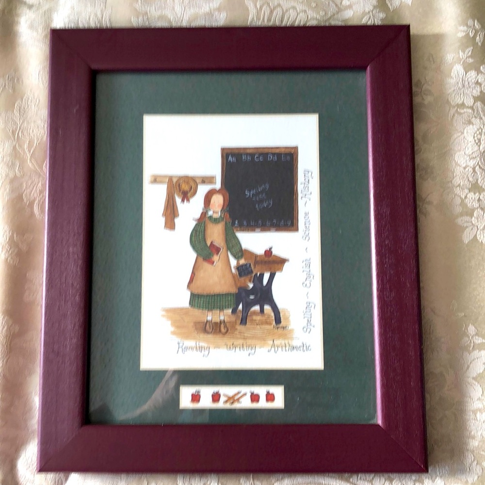 FRAMED SKETCH OF OLDEN DAYS STUDENT - Studying Basics. - #178